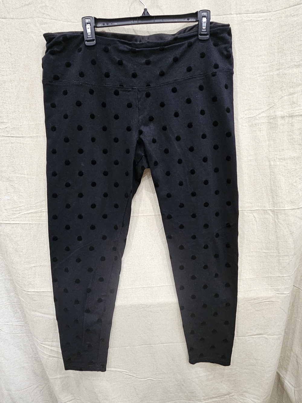 Intro Love The Fit Black Polka Dot Tummy Control Womens Leggings Size 1X